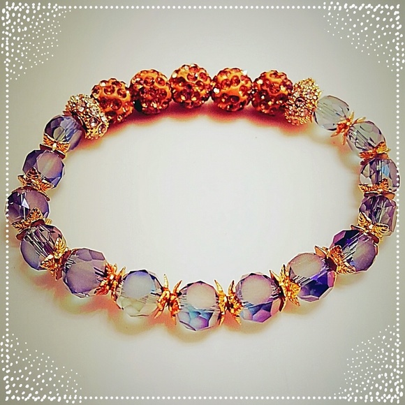 Pale Blue and Gold Sparkle Bracelet - Picture 2 of 2